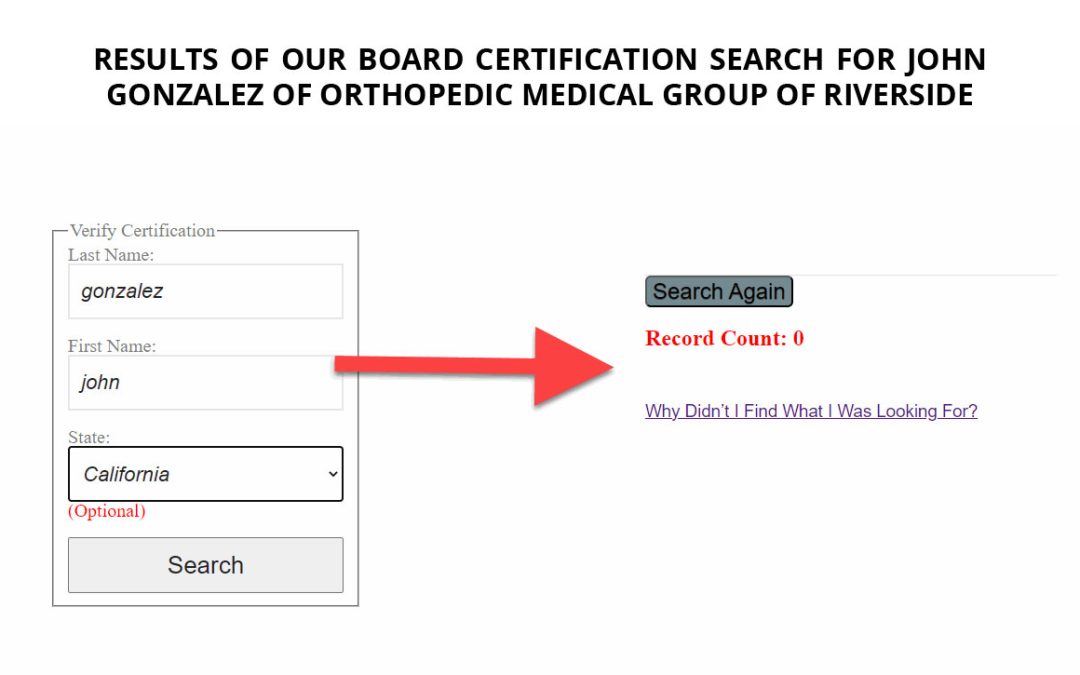Is Riverside Orthopedic Surgeon Dr. John Gonzalez board certified by the American Board of Orthopedic Surgery?